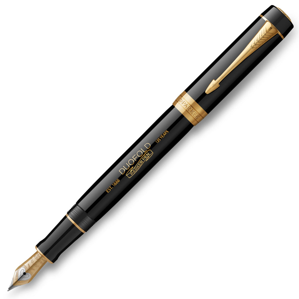 Parker Duofold 135th Anniversary Centennial Fountain Pen Black with Gold Trim