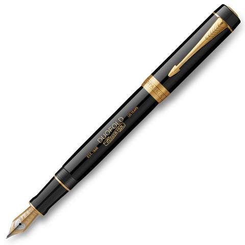 Parker Duofold 135th Anniversary Centennial Fountain Pen Black with Gold Trim