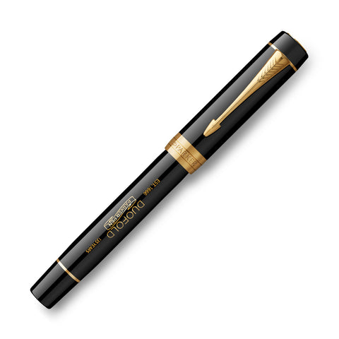 Parker Duofold 135th Anniversary Centennial Fountain Pen Black with Gold Trim