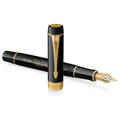 Parker Duofold 135th Anniversary Centennial Fountain Pen Black with Gold Trim