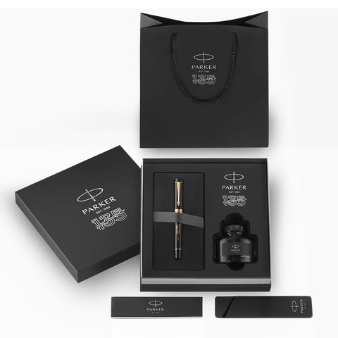 Parker Duofold 135th Anniversary Centennial Fountain Pen Black with Gold Trim