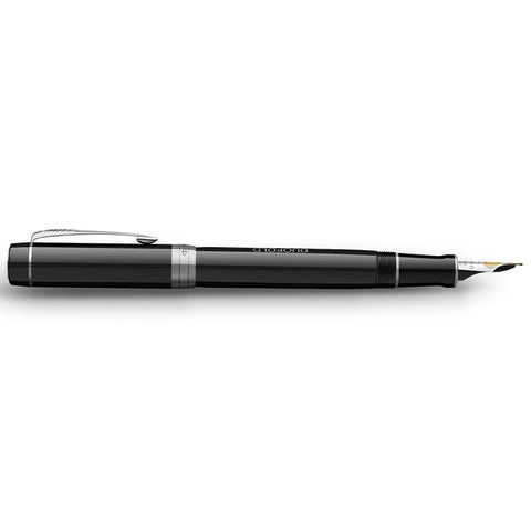 Parker Duofold 135th Anniversary Centennial Fountain Pen Black with Chrome Trim