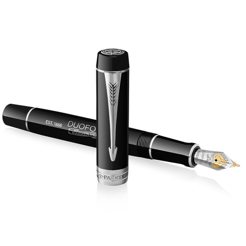 Parker Duofold 135th Anniversary Centennial Fountain Pen Black with Chrome Trim