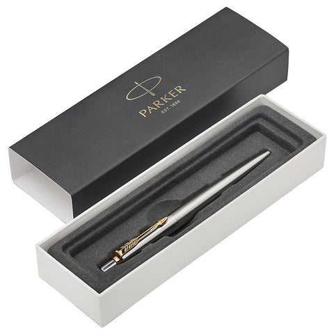 Parker Jotter Ballpoint Pen Stainless Steel Gold Trim