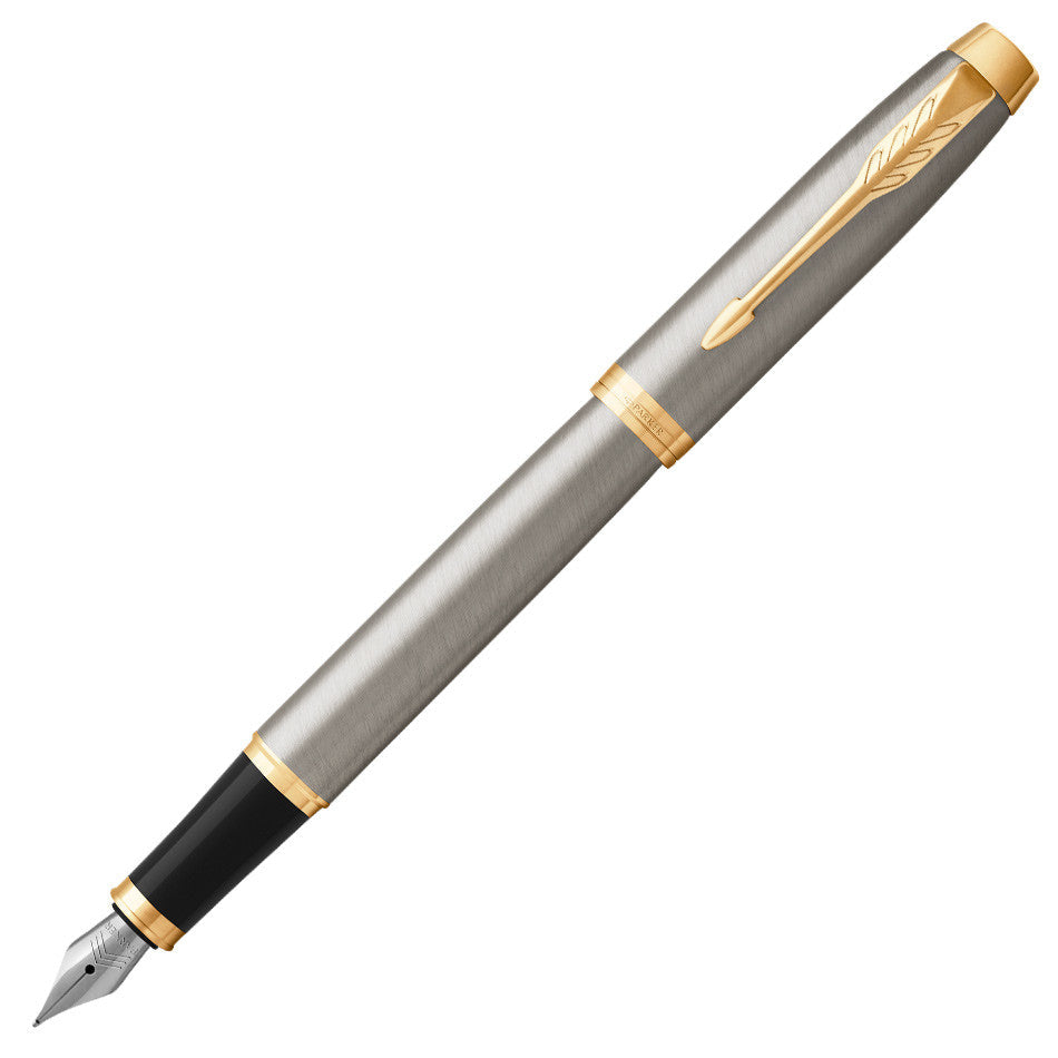 Parker IM Fountain Pen Brushed Metal with Gold Trim