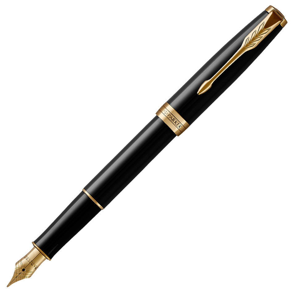Parker Sonnet Fountain Pen Black Lacquer with Gold Trim