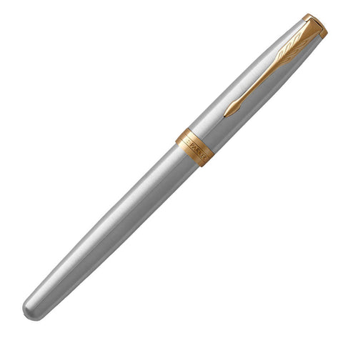Parker Sonnet Fountain Pen Brushed Steel Gold Trim
