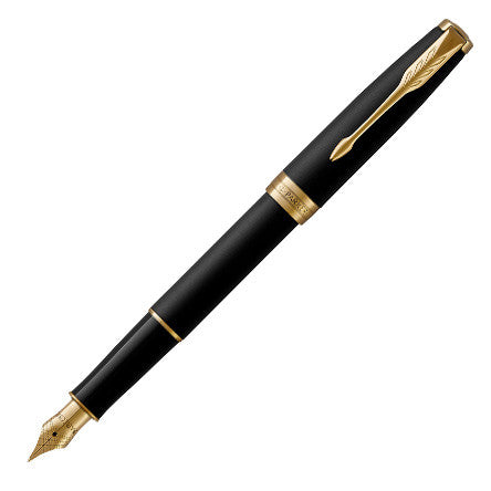 Parker Sonnet Fountain Pen Matte Black Lacquer with Gold Trim