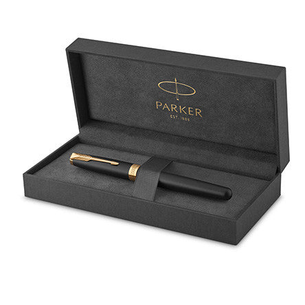Parker Sonnet Fountain Pen Matte Black Lacquer with Gold Trim
