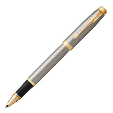 Parker IM Rollerball Pen Brushed Metal with Gold Trim