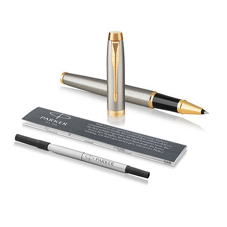 Parker IM Rollerball Pen Brushed Metal with Gold Trim