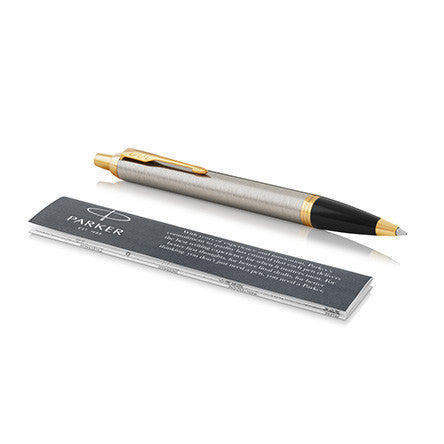 Parker IM Ballpoint Pen Brushed Metal with Gold Trim