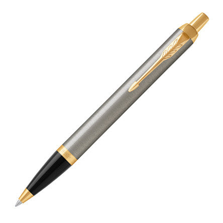 Parker IM Ballpoint Pen Brushed Metal with Gold Trim