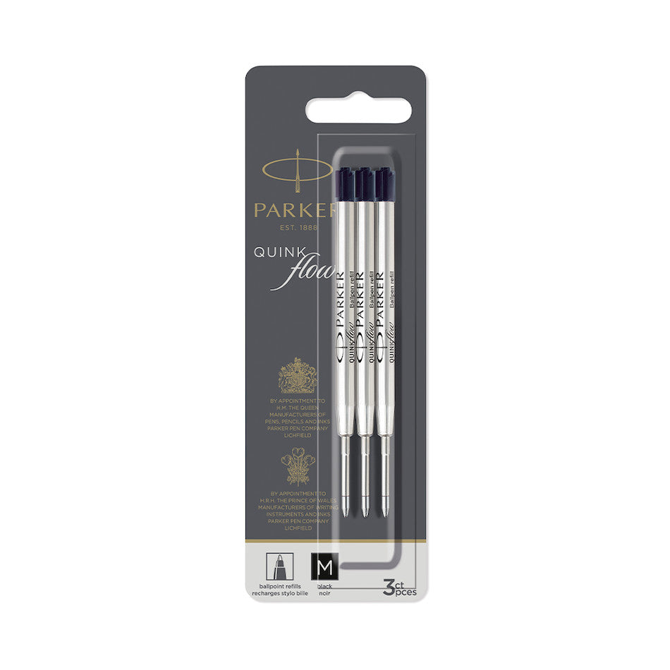 Parker Quinkflow Ballpoint Pen Refill Medium Tip Set of 3 Blue