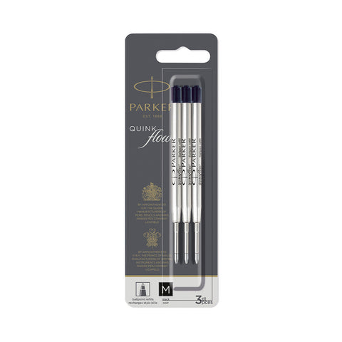 Parker Quinkflow Ballpoint Pen Refill Medium Tip Set of 3 Blue