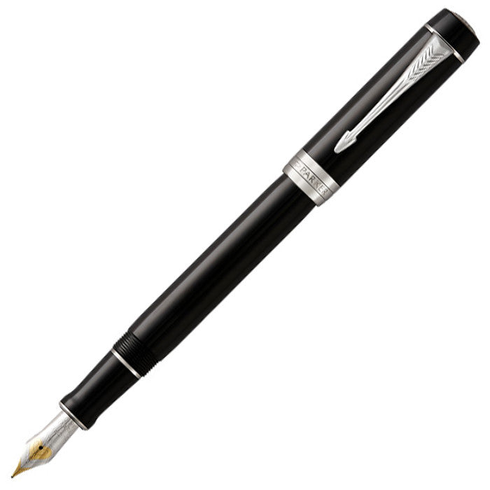 Parker Duofold Classic Fountain Pen Black with Chrome Trim
