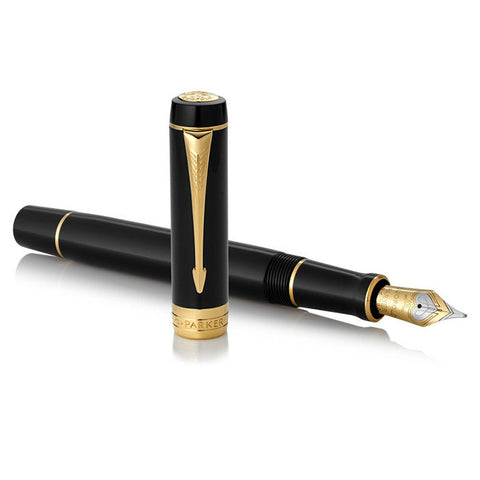 Parker Duofold Classic Fountain Pen Black with Gold Trim