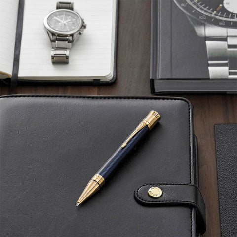 Parker Duofold Prestige Ballpoint Pen Blue Chevron