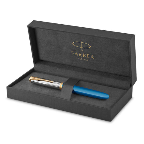 Parker 51 Fountain Pen Turquoise with Gold Trim